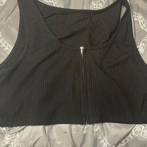 Black zip up crop top